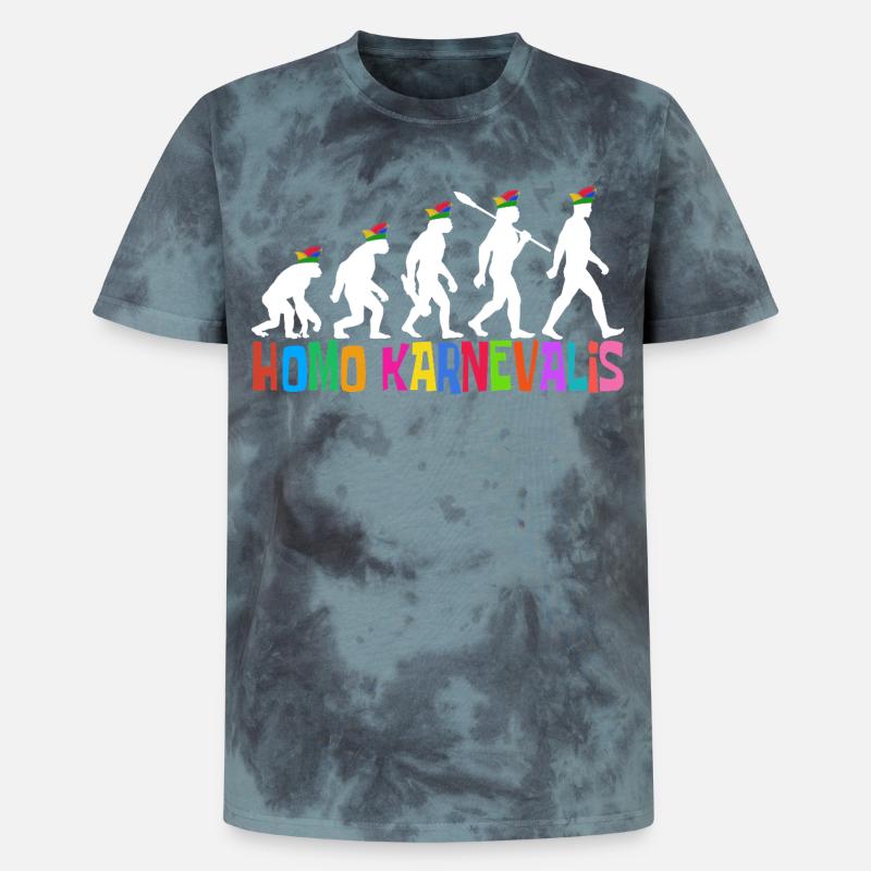 Homo Karnevalis | Evolution der Narren, Fastnacht - Unisex Premium Tie Dye T-Shirt - Schwarz/Blau