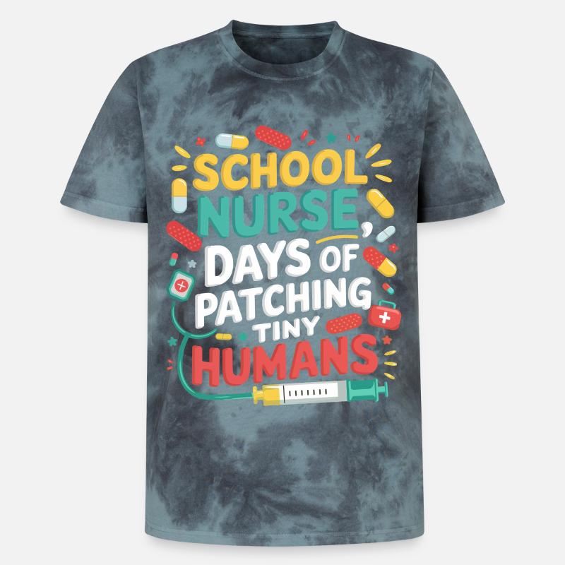 Schulkrankenschwester Patchwork Minis - Unisex Premium Tie Dye T-Shirt - Schwarz/Blau