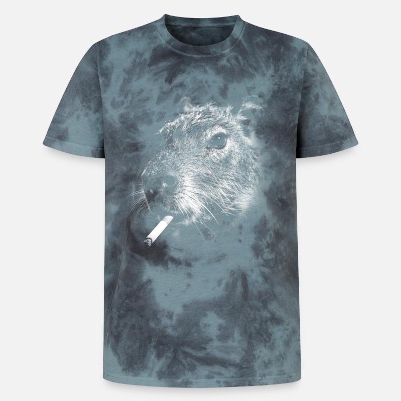Fumer, cigarette, capybara, fumer une cigarette - T-shirt tie-dye premium unisexe - noir/bleu