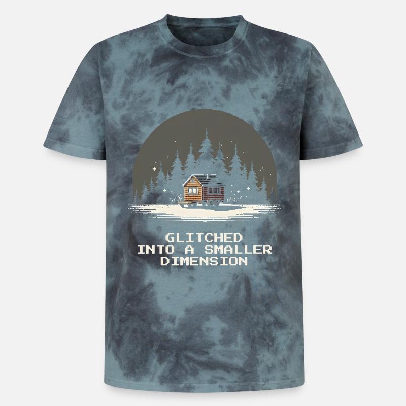Dimension plus petite buggée | Micro-maison - T-shirt tie-dye premium unisexe - noir/bleu