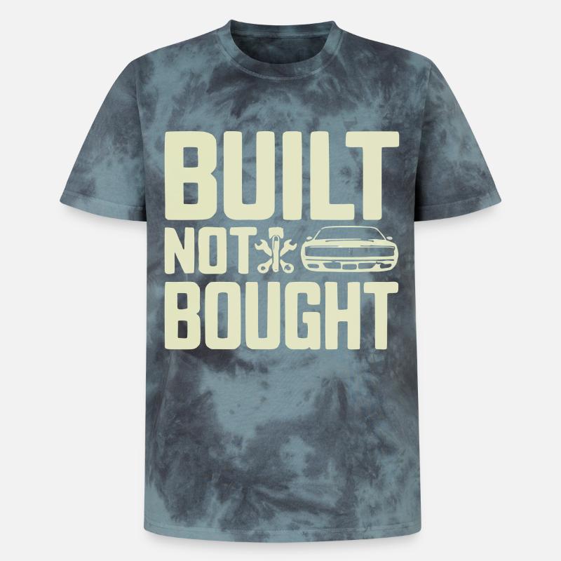 Built Not Bought Schrauber Statement - Unisex Premium Tie Dye T-Shirt - Schwarz/Blau