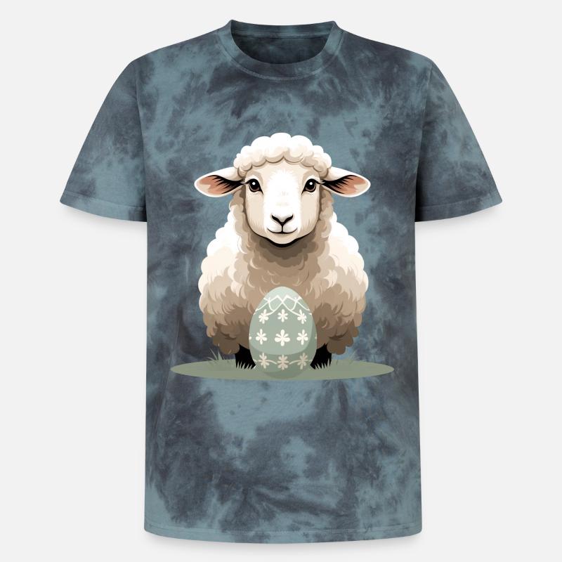 Cuddly lamb with Easter egg - Unisex Premium Tie-Dye T-Shirt - Black/Blue