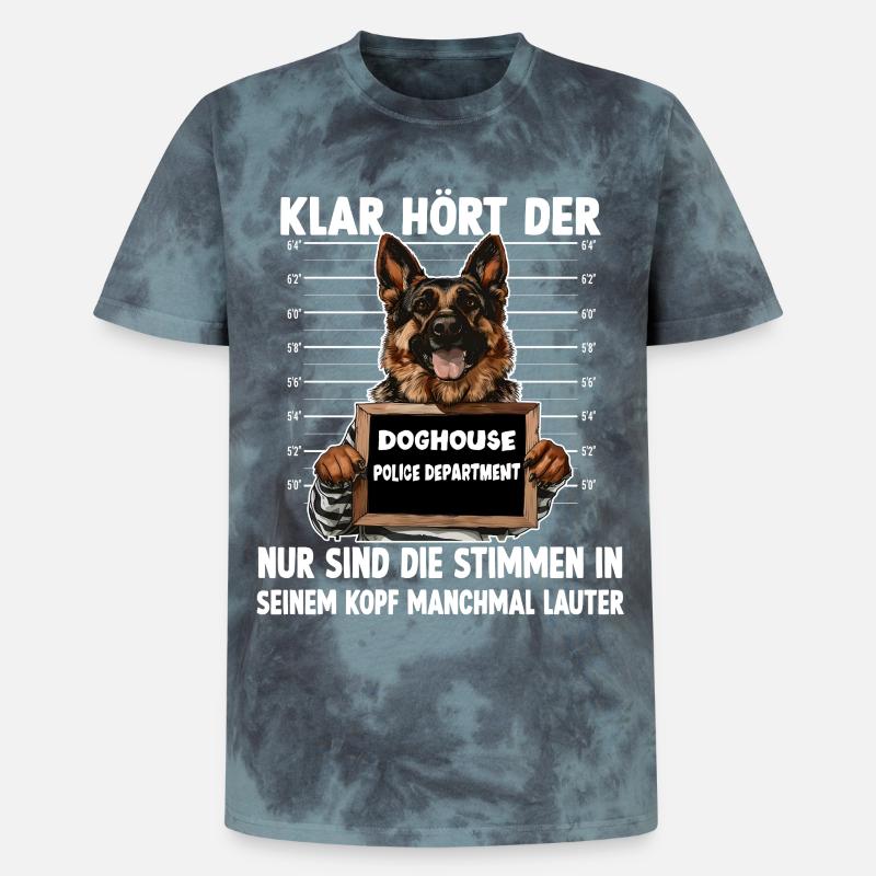 Hundehalter Geschenk Deutscher Schäferhund Gassi  - Unisex Premium Tie Dye T-Shirt - Schwarz/Blau