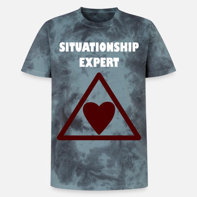 Expert en relations dans le triangle - T-shirt tie-dye premium unisexe - noir/bleu