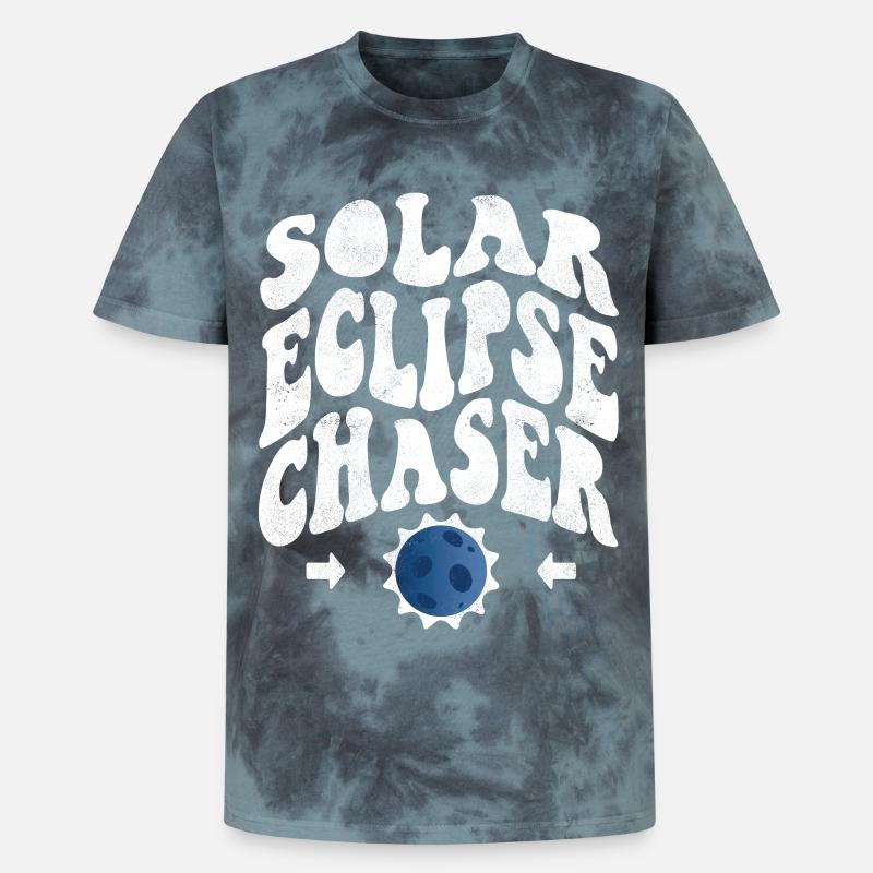 Solar eclipse chaser white - Unisex Premium Tie-Dye T-Shirt - Black/Blue
