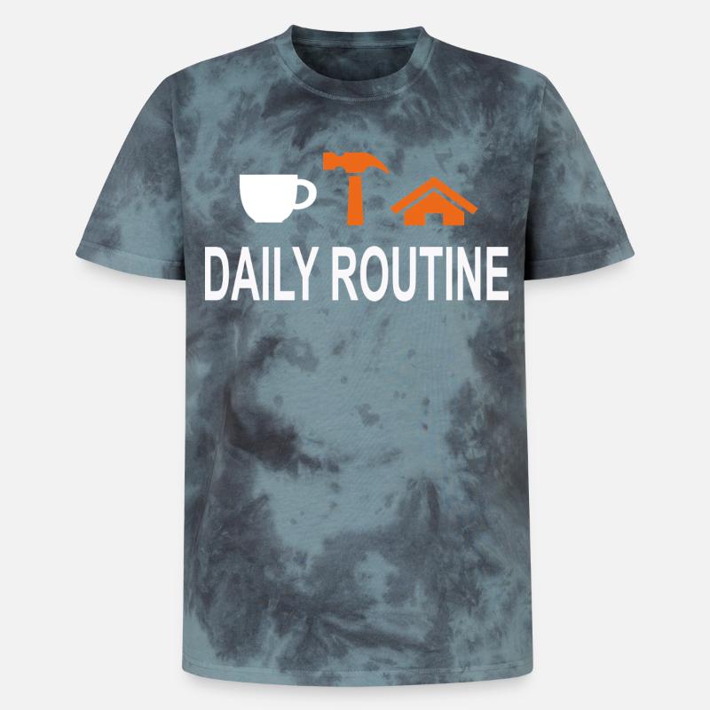 TäglicheRoutine, Daily Routine, Arbeit kann warten - Unisex Premium Tie Dye T-Shirt - Schwarz/Blau