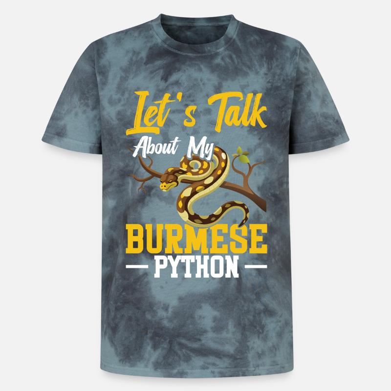 Burmesischer Python-Besitzer Schlangenterrarium Hide Python - Unisex Premium Tie Dye T-Shirt - Schwarz/Blau