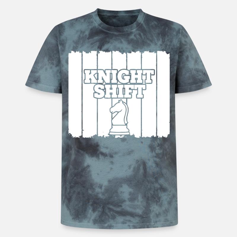 Shift du cavalier d’échecs - T-shirt tie-dye premium unisexe - noir/bleu