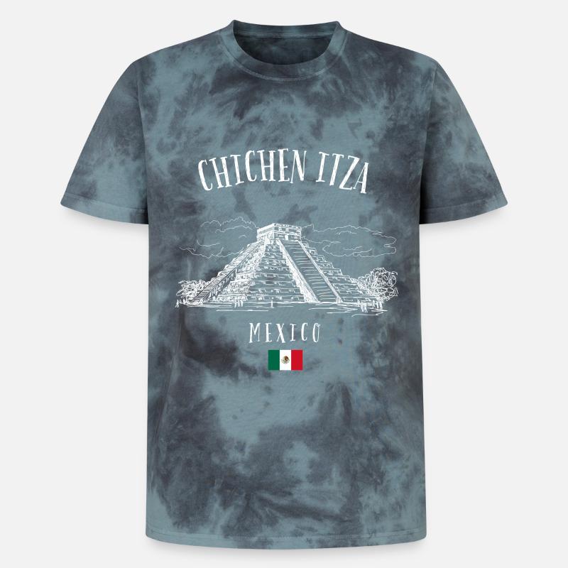 Chichen Itza Pyramide Mexiko - Unisex Premium Tie Dye T-Shirt - Schwarz/Blau