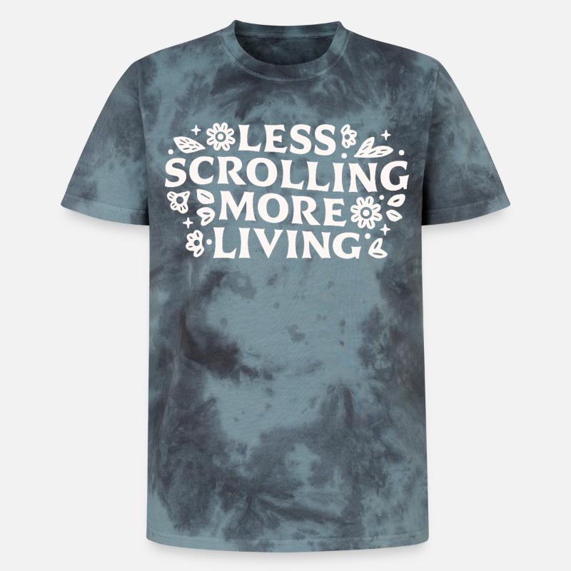 Stop scrolling doomscrolling offline quotes - Unisex Premium Tie-Dye T-Shirt - Black/Blue
