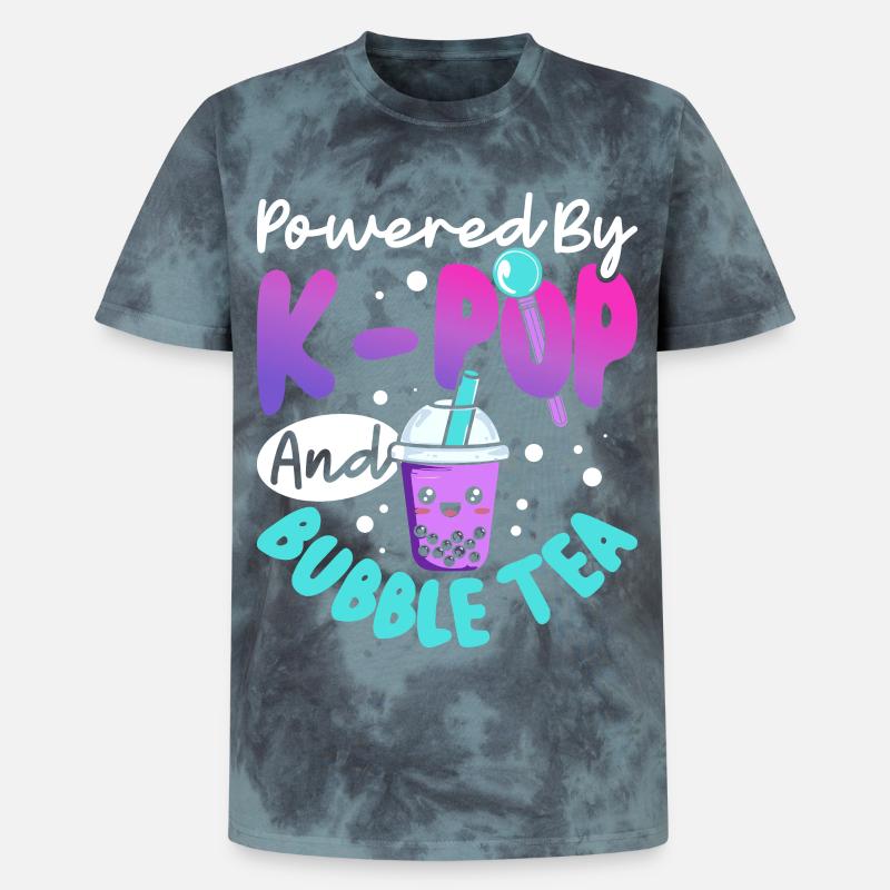 Alimentato da bubble tea K-pop - T-shirt tie-dye unisex Premium - nero/blu
