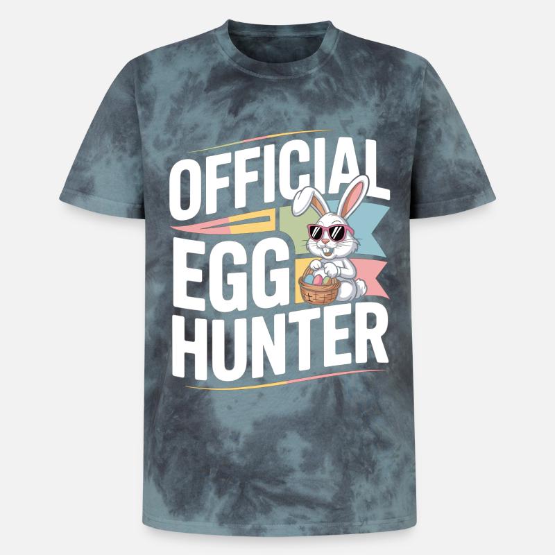 Official Egg Hunter Easter Bunny Easter Humor - Unisex Premium Tie-Dye T-Shirt - Black/Blue
