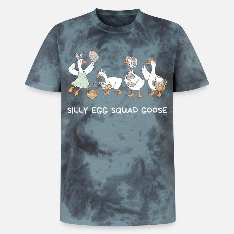 Silly Egg Squad Goose Easter - Unisex Premium Tie-Dye T-Shirt - Black/Blue