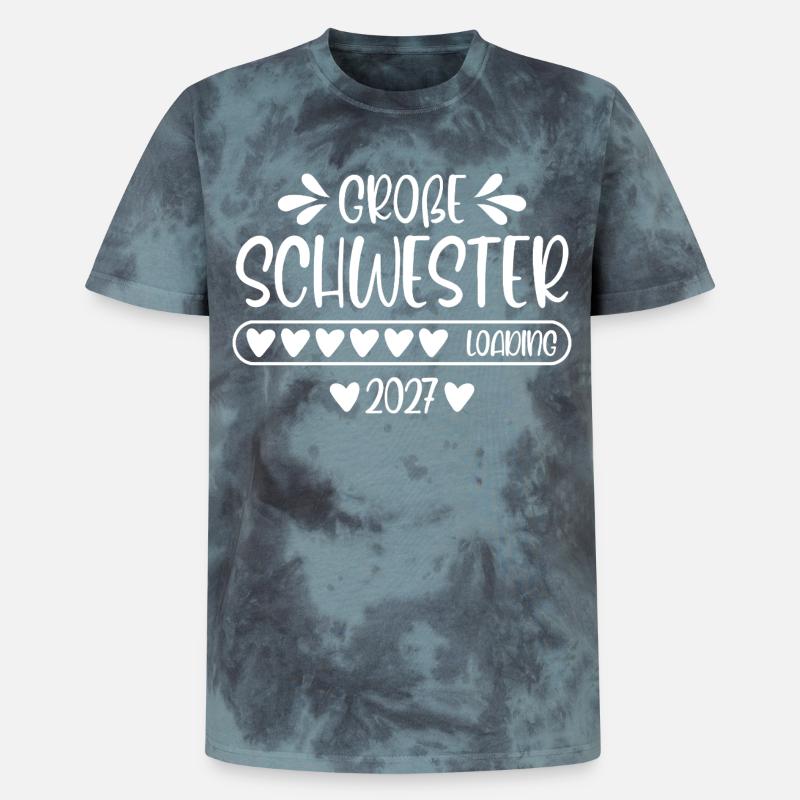Große Schwester 2027 loading - Unisex Premium Tie Dye T-Shirt - Schwarz/Blau