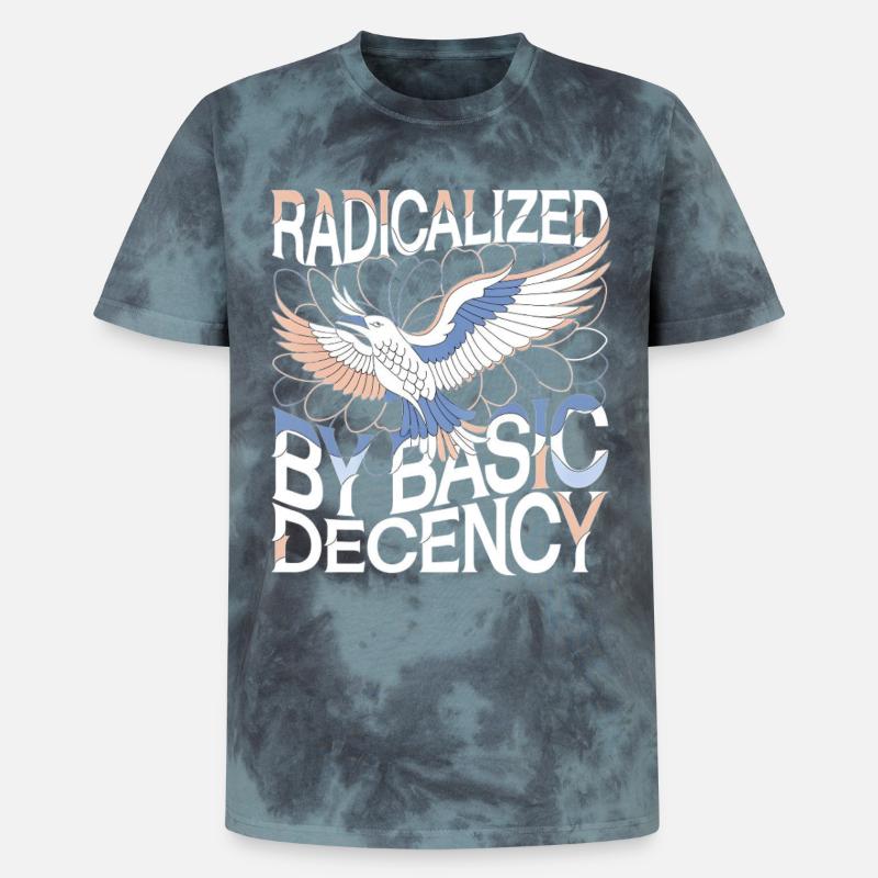 Radicalized by Basic Decency Statement Kunst - Unisex Premium Tie Dye T-Shirt - Schwarz/Blau