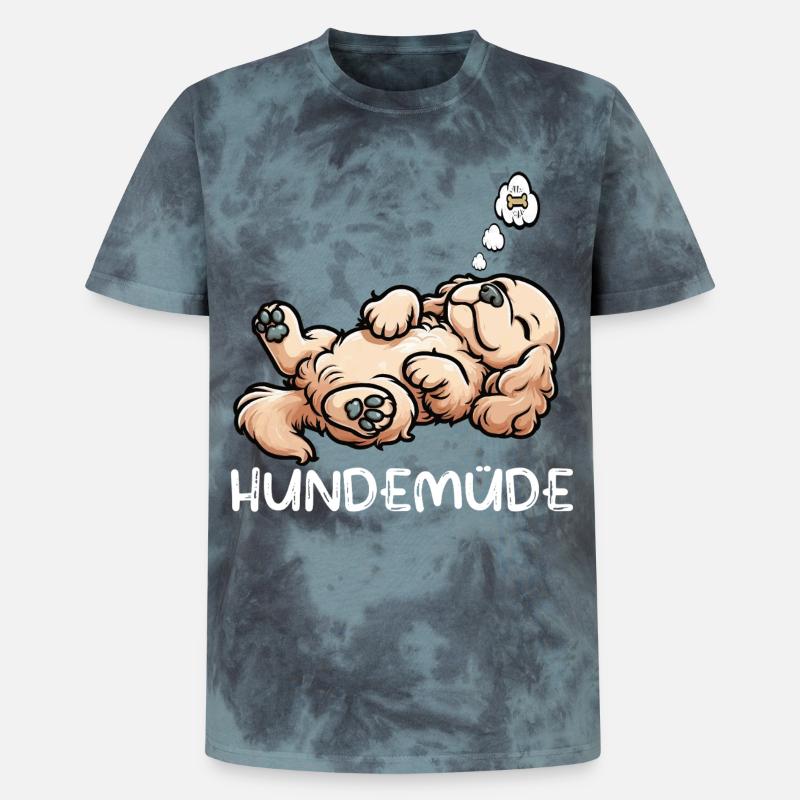 Hundemüde Cocker Spaniel Cockerhund Cockerbesitzer - Unisex Premium Tie Dye T-Shirt - Schwarz/Blau