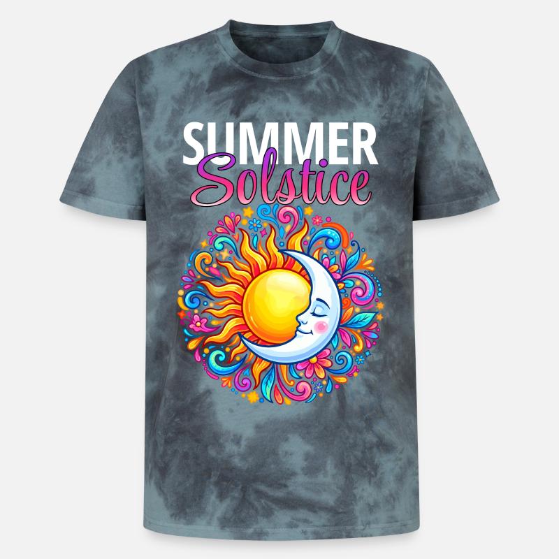 Litha Pagan Solstice d’été Midsommar - T-shirt tie-dye premium unisexe - noir/bleu