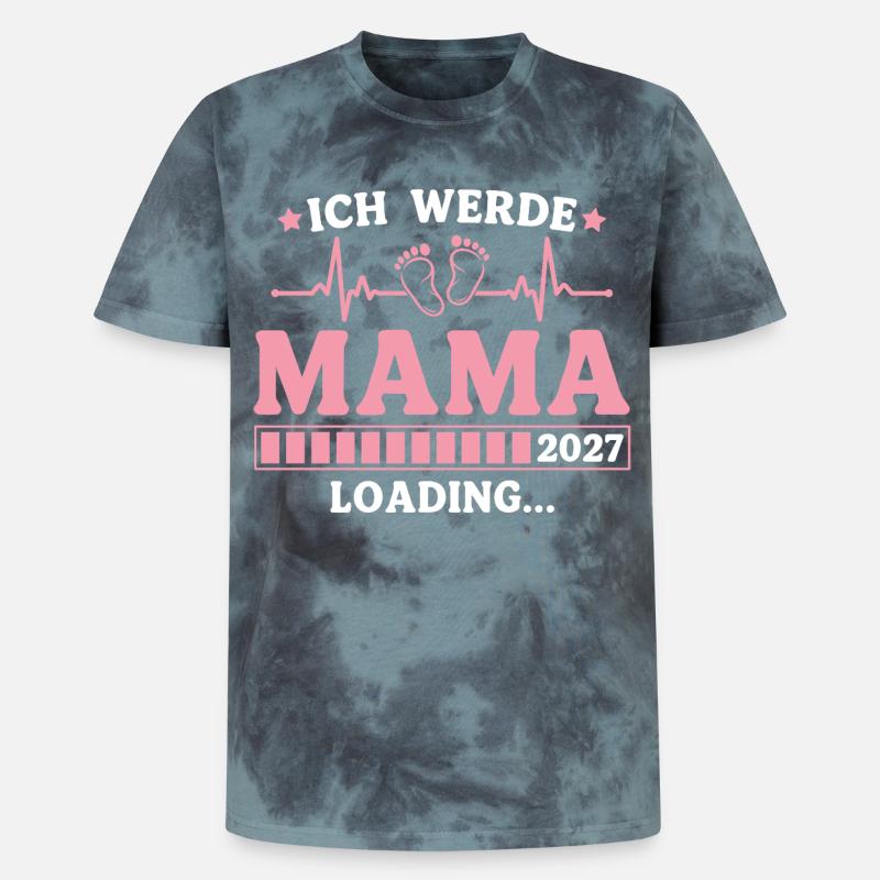 Ich werde Mama 2027 – Werdende Mutter - Unisex Premium Tie Dye T-Shirt - Schwarz/Blau