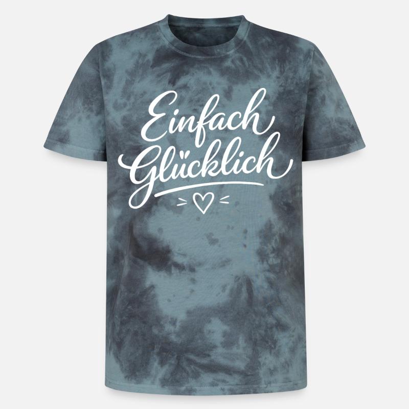 Einfach Glücklich Script - Unisex Premium Tie Dye T-Shirt - Schwarz/Blau