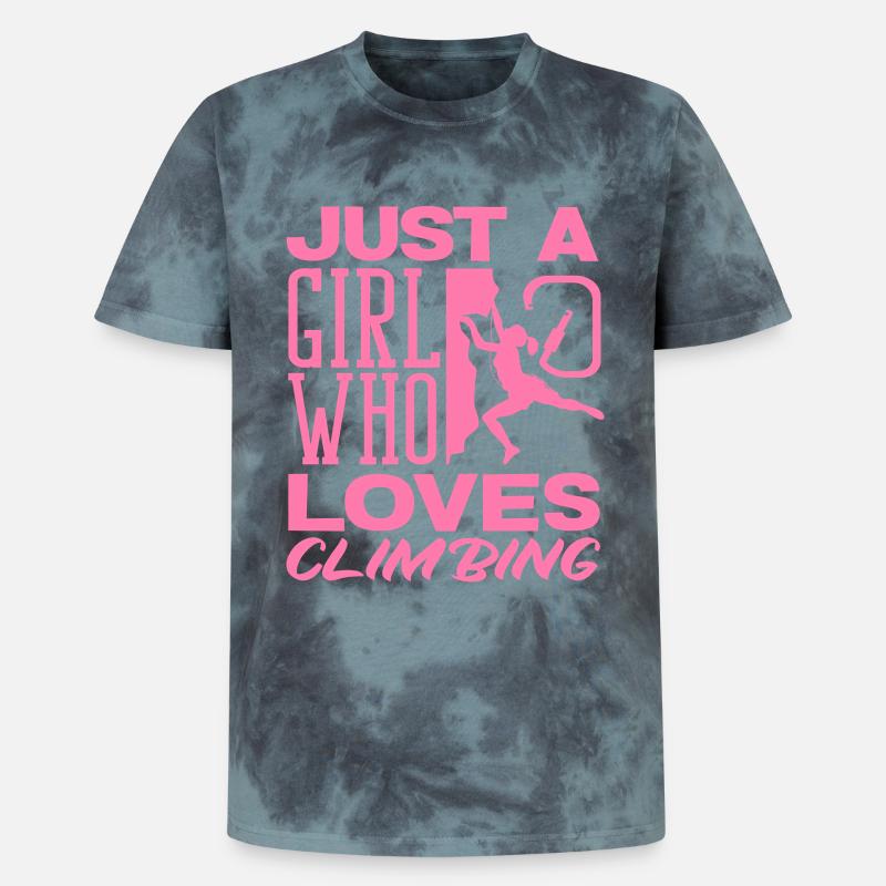 Ein Mädchen das Klettern liebt Pink - Unisex Premium Tie Dye T-Shirt - Schwarz/Blau