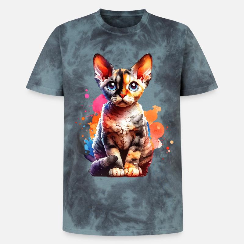 Devon Rex Gift - Unisex Premium Tie-Dye T-Shirt - Black/Blue