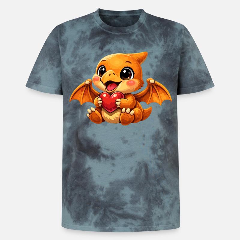 Petit ptérodactyle bébé – Ptérosaure mignon - T-shirt tie-dye premium unisexe - noir/bleu