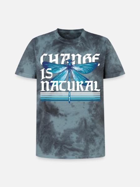Libelle Libellen Change Is Natural - Unisex Premium Tie Dye T-Shirt - Schwarz/Blau