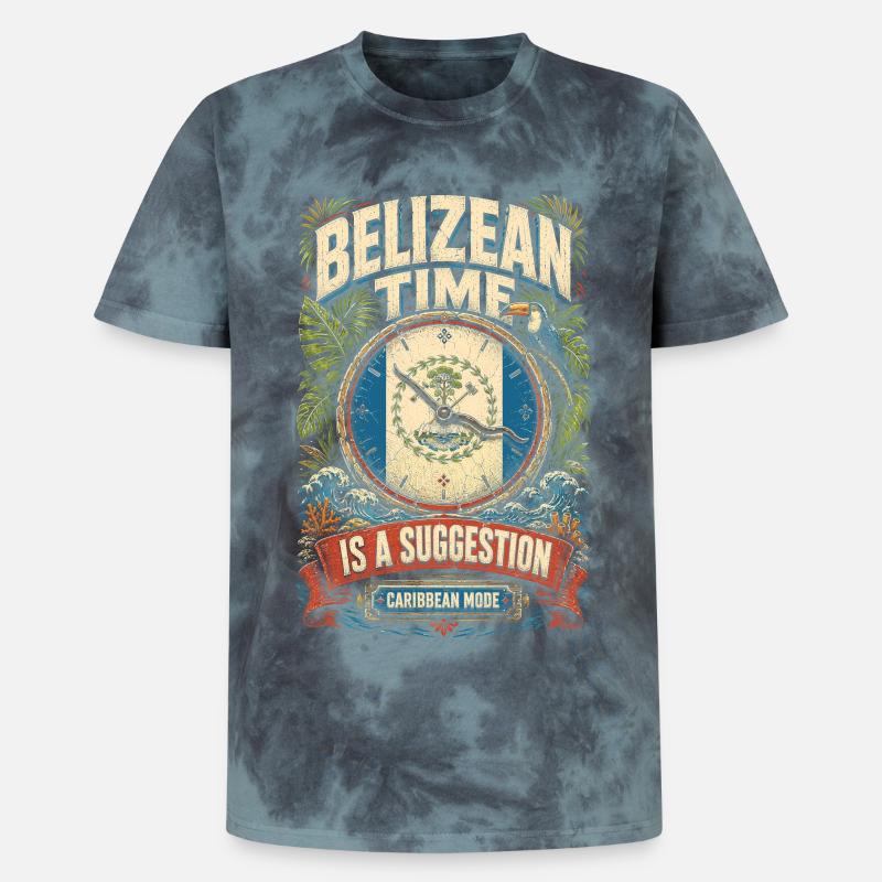 Belize Belizean Root - Unisex Premium Tie-Dye T-Shirt - Black/Blue