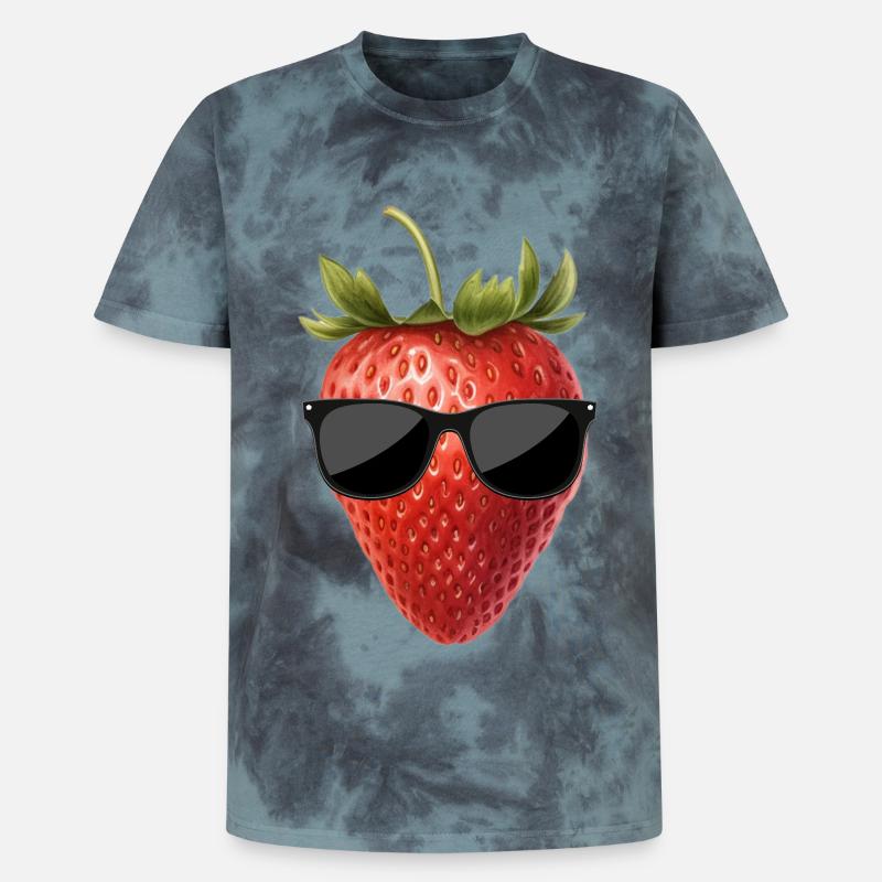 Erdbeere mit Sonnenbrille - Unisex Premium Tie Dye T-Shirt - Schwarz/Blau