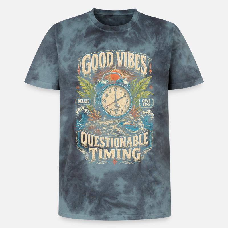 Belize Belizean Root Questionable Timing - Unisex Premium Tie-Dye T-Shirt - Black/Blue