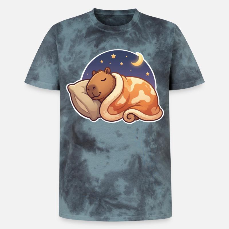 Capybara Sleeping - T-shirt tie-dye premium unisexe - noir/bleu