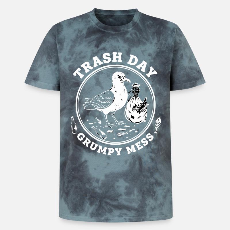 Möwe Trash Day Müll - Unisex Premium Tie Dye T-Shirt - Schwarz/Blau