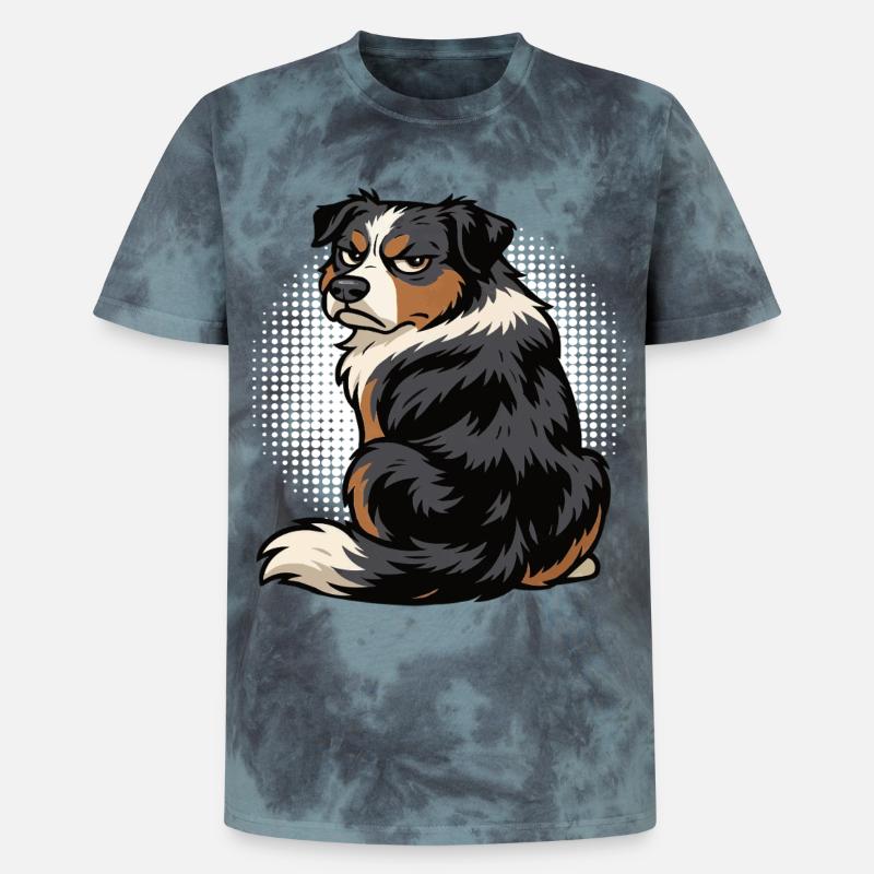Australian Shepherd Aussie Aussiebesitzer Aussies - Unisex Premium Tie Dye T-Shirt - Schwarz/Blau