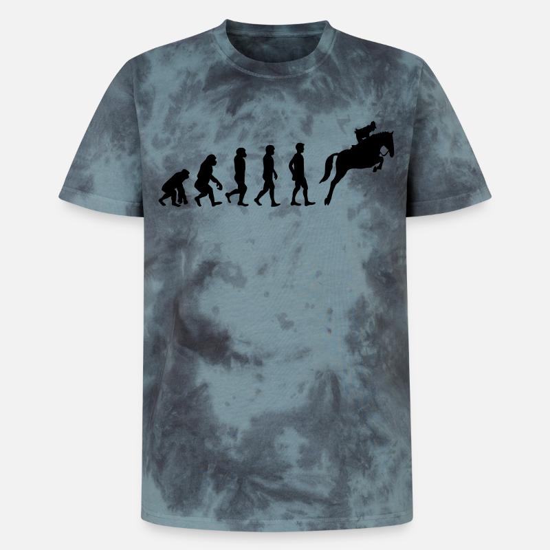 Évolution du cheval - T-shirt tie-dye premium unisexe - noir/bleu