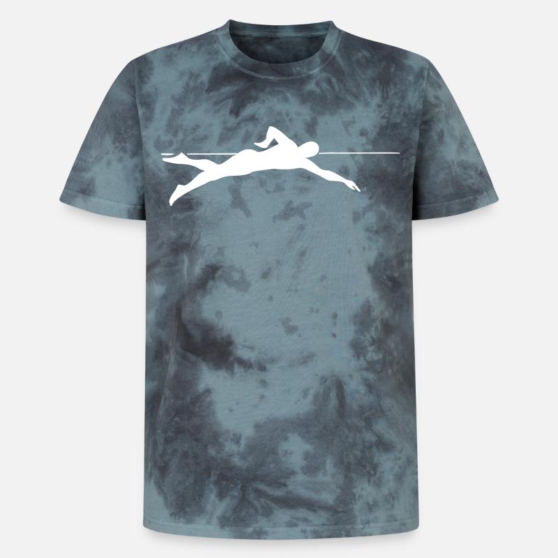 Dynamischer Sprinter Liniengrafik - Unisex Premium Tie Dye T-Shirt - Schwarz/Blau