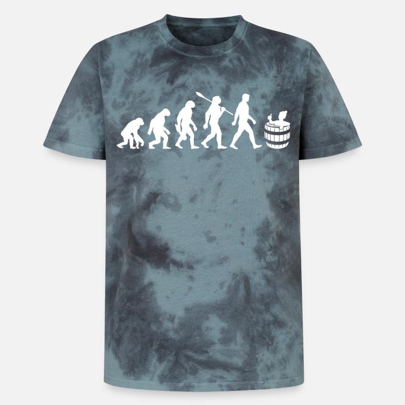 Evolution - Eisbader - Winterbaden - Eisbaden - Unisex Premium Tie Dye T-Shirt - Schwarz/Blau