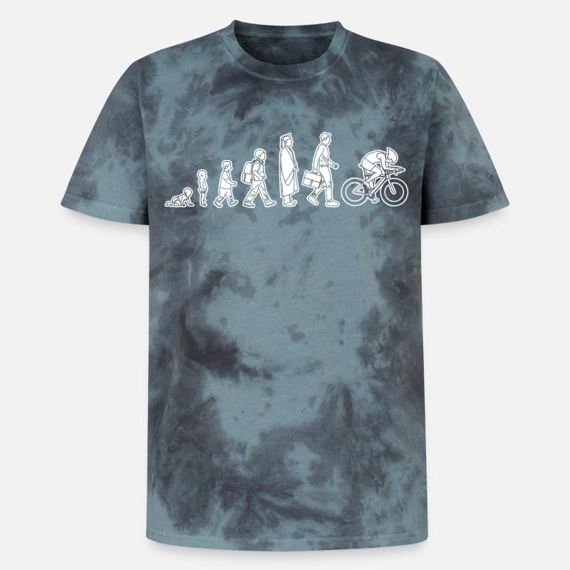 Evolution eines Radfahrers - Unisex Premium Tie Dye T-Shirt - Schwarz/Blau