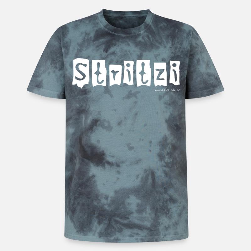 Stritzi - Strolch, effronté, dialecte autrichien - T-shirt tie-dye premium unisexe - noir/bleu
