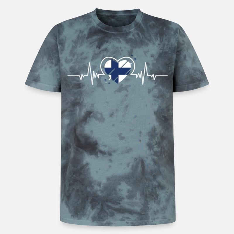 Finnland Herzfrequenz-Ticket Geschenk - Unisex Premium Tie Dye T-Shirt - Schwarz/Blau
