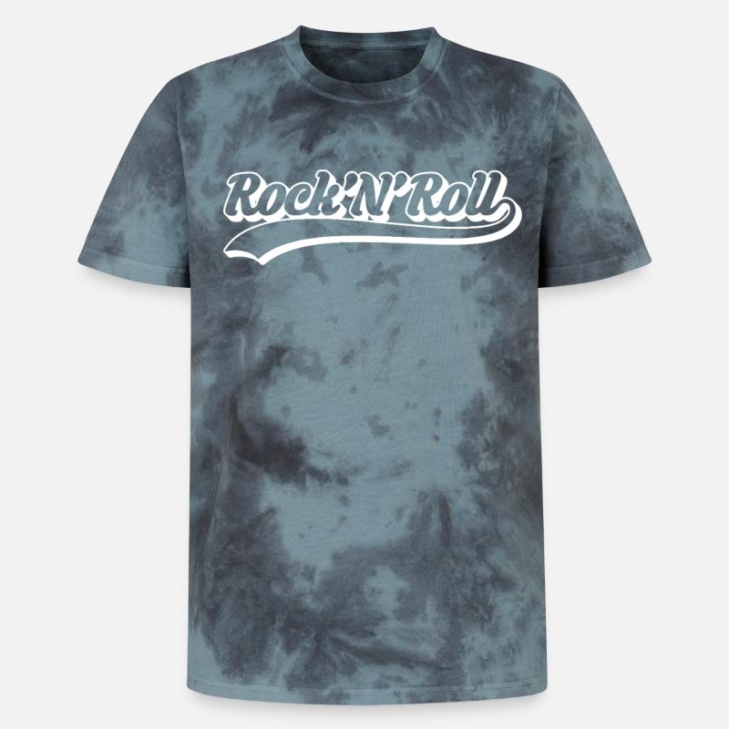 Rock 'N' Roll Retro Script - Unisex Premium Tie-Dye T-Shirt - Black/Blue