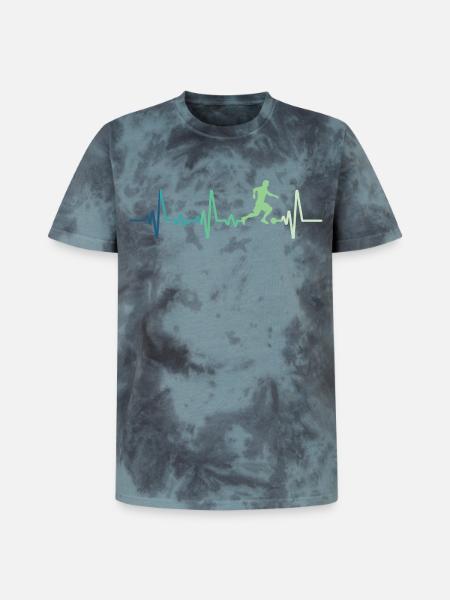 Fußball-Heartbeat-Fußballer - Unisex Premium Tie Dye T-Shirt - Schwarz/Blau