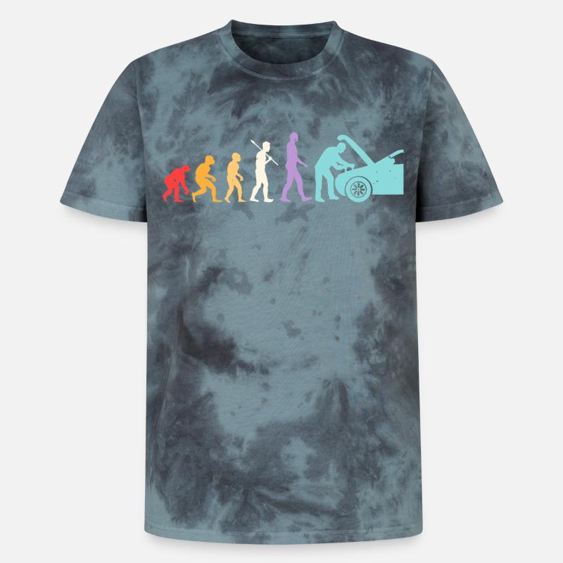 Evolution Mekaniker Humor Mekaniker Garage - Unisex Premium tie-dye T-shirt - sort/blå