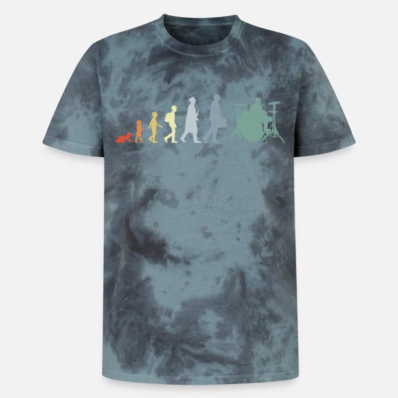 Drummer Evolution - Unisex Premium Tie Dye T-Shirt - Schwarz/Blau