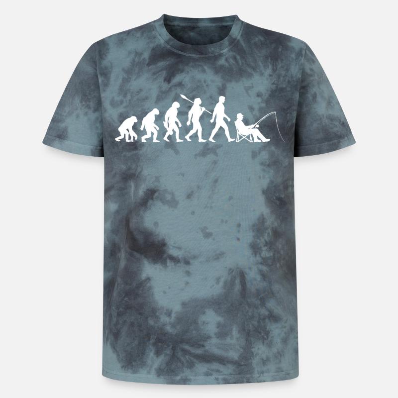 Evolution - Pêcheur, Cadeau de pêche - T-shirt tie-dye premium unisexe - noir/bleu