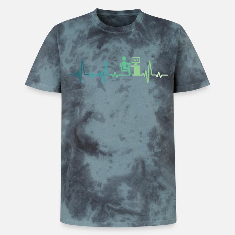 Heartbeat Programmer Developer - Unisex Premium Tie-Dye T-Shirt - Black/Blue