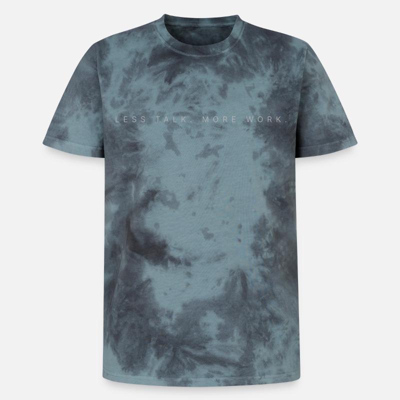 LESS TALK. MORE WORK. - Unisex Premium Tie Dye T-Shirt - Schwarz/Blau