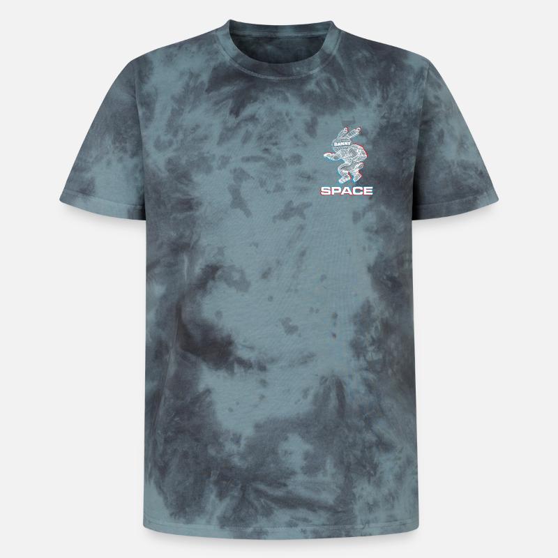 Abstrakter Space Bunny mit 3D-Effekt - Unisex Premium Tie Dye T-Shirt - Schwarz/Blau