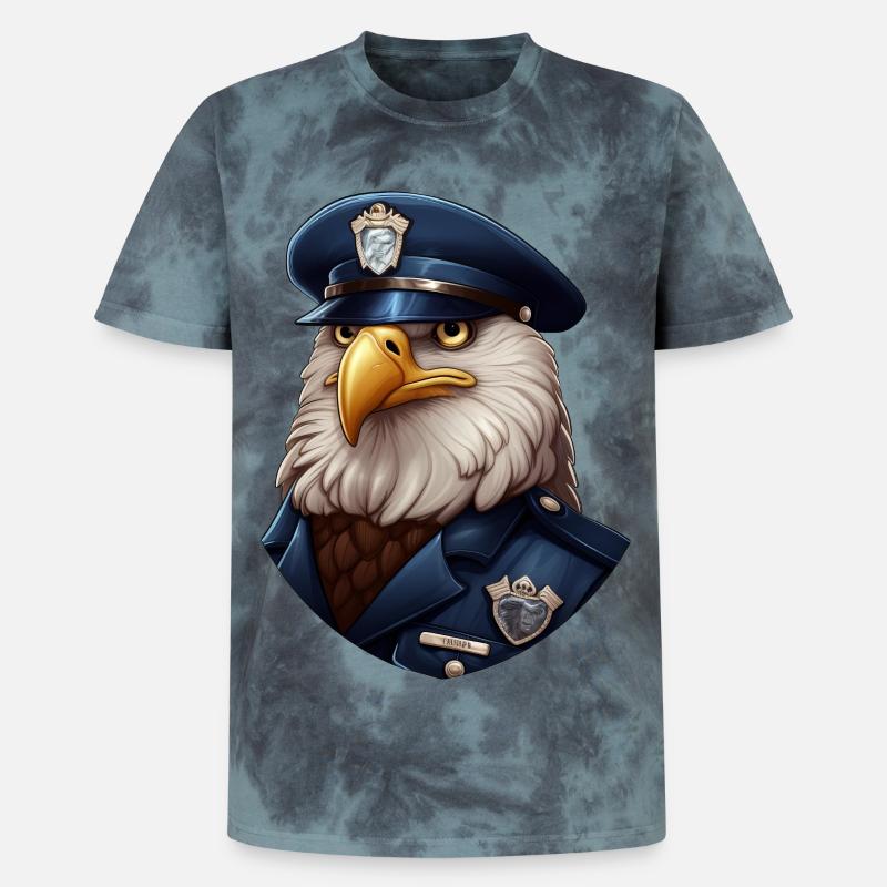 Polizei Eule - Unisex Premium Tie Dye T-Shirt - Schwarz/Blau