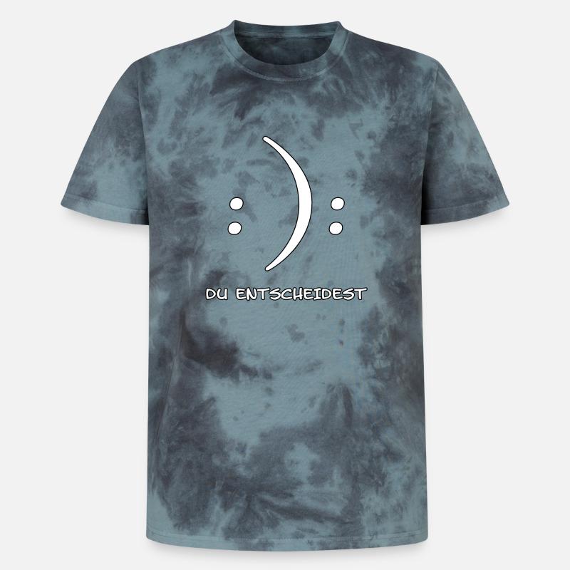 Du entscheidest Glücklich oder Unglücklich Witz - Unisex Premium Tie Dye T-Shirt - Schwarz/Blau