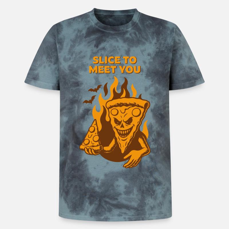 Devilish Pizza - Slice pour vous rencontrer - T-shirt tie-dye premium unisexe - noir/bleu